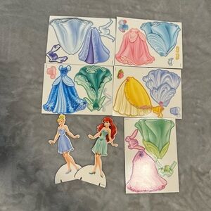 Disney Princess Vinyl Dress-Up Dolls Cinderella Ariel + Outfits Reusable‎ Set